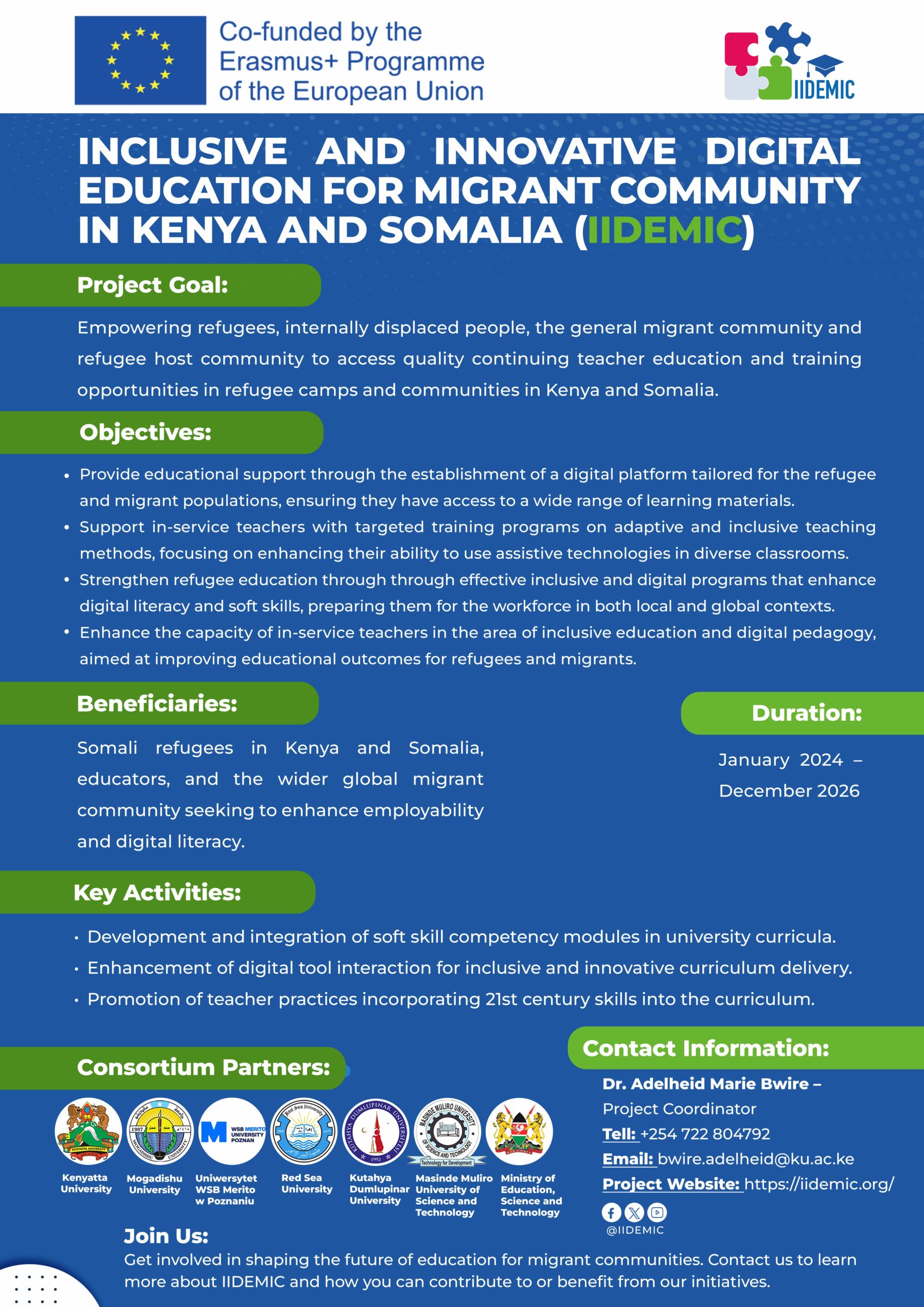 Project Announcement: Inclusive and Innovative Digital Education for Migrant Community in Kenya and Somalia (IIDEMIC)